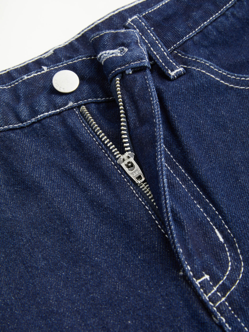  Denim Hohe Taille Tasche Knopf Gerade Bein Jeans