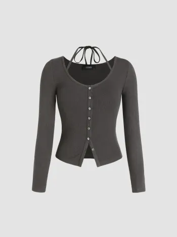 Solid Texture Crop Cardigan