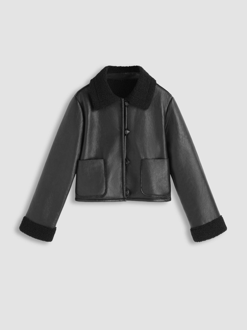  Kunstleder Taschenknopf Biker Jacke