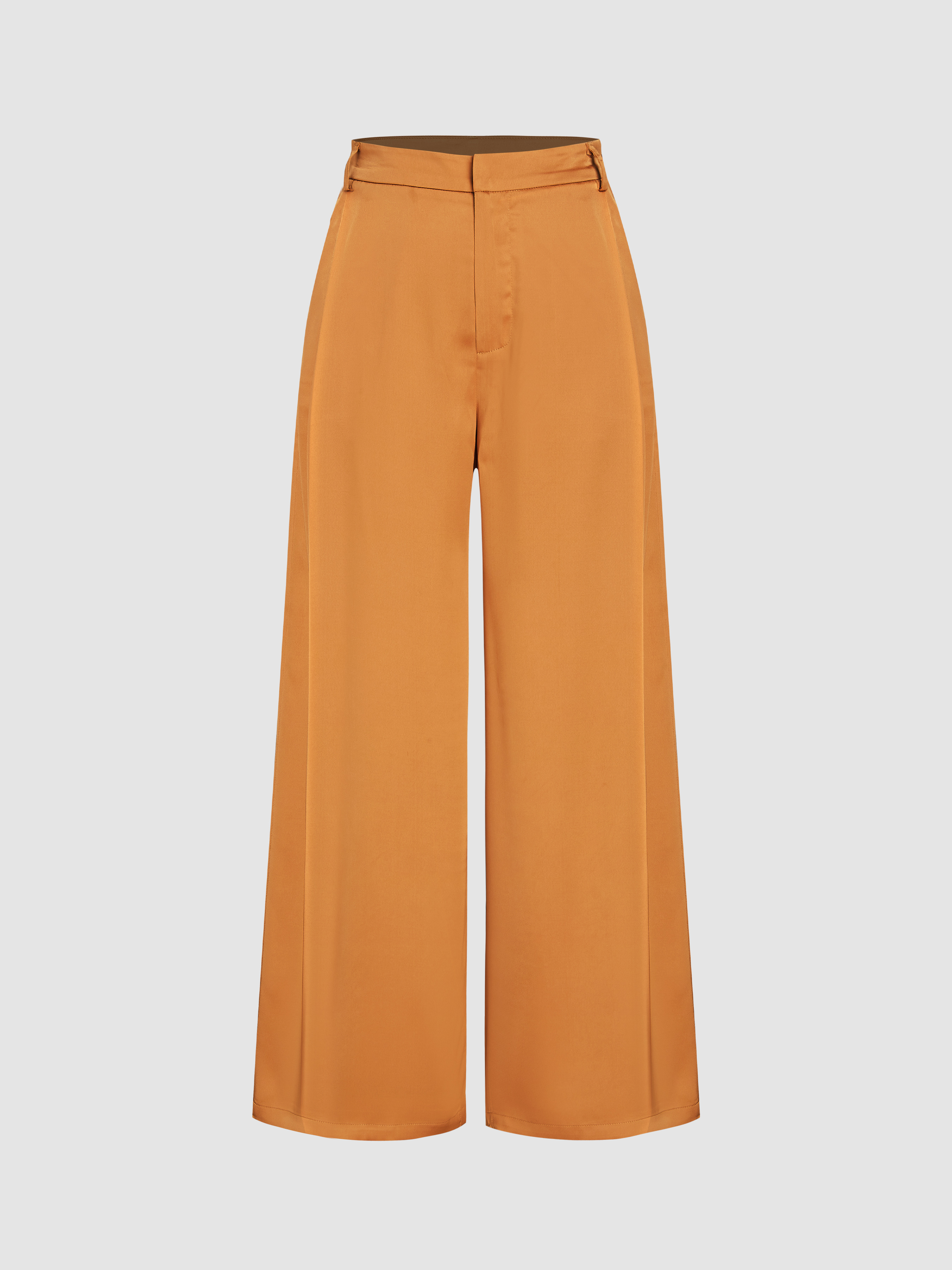 Satin High Waist Solid Wide Leg Trousers For Daily Casual Coffee Shop Work