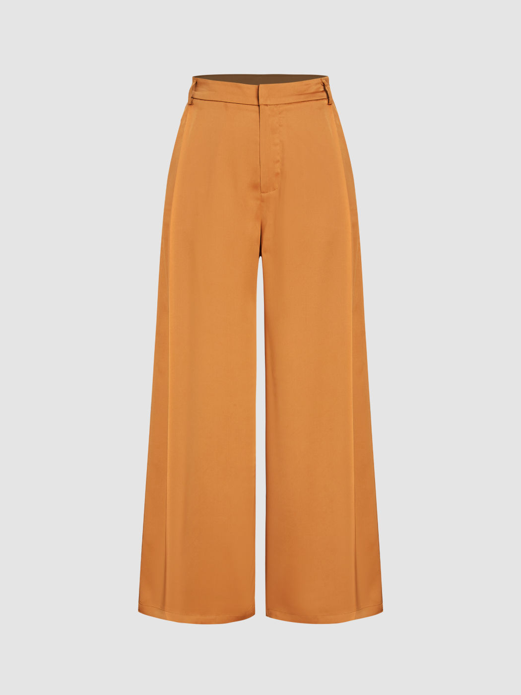 Satin Hohe Taille Solid Weite Bein Hosen