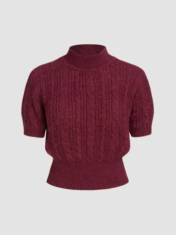 Wool-blend Texture High Neck Sweater