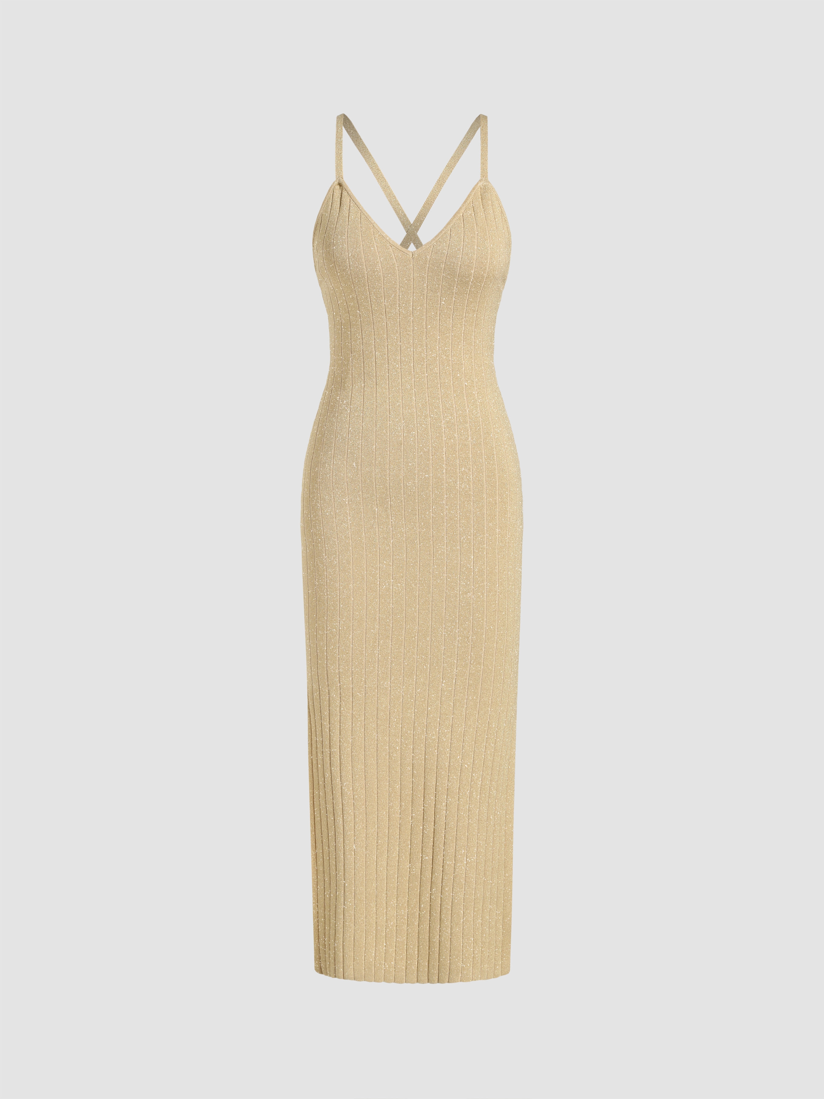 Gold knitted outlet dress missguided