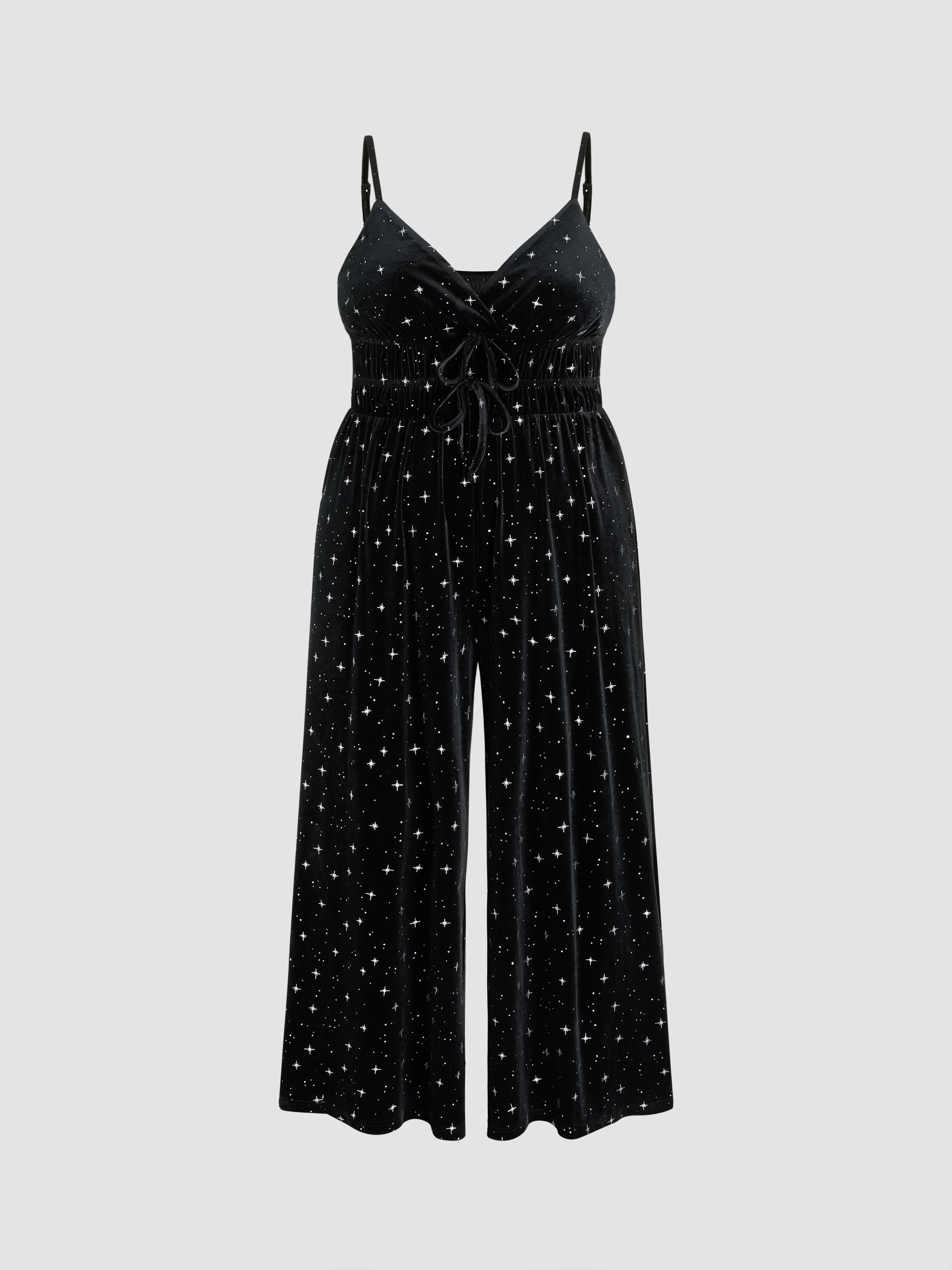 Velvet Sweetheart Star Drawstring Shirred Jumpsuit Curve & Plus Cider