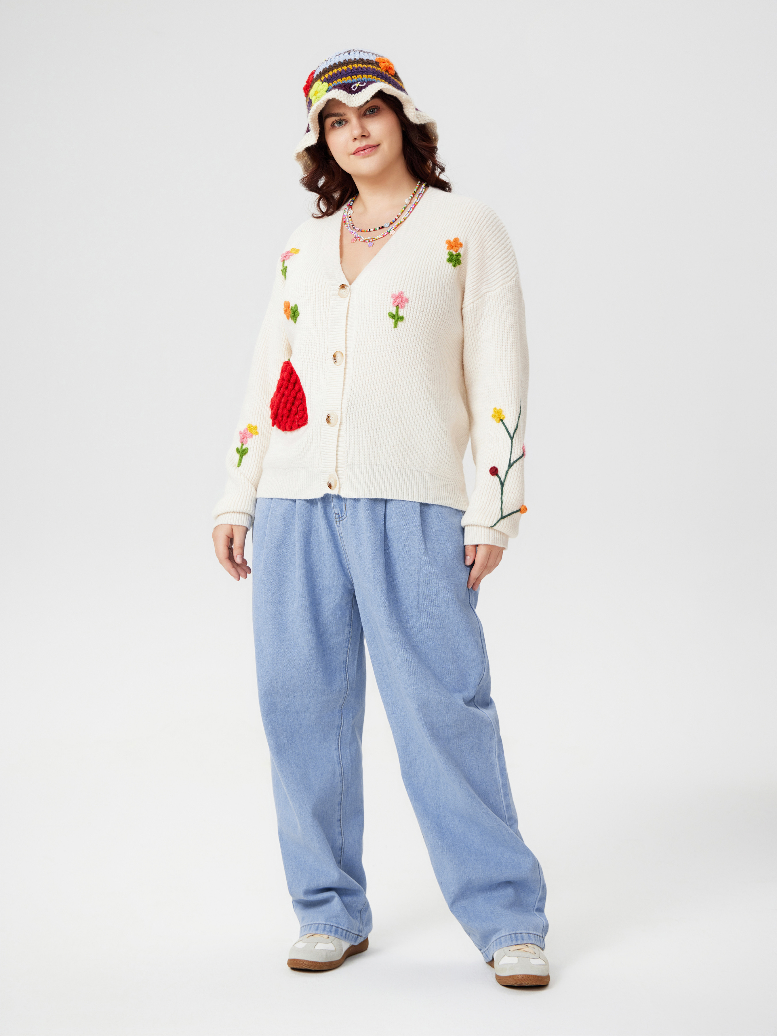 Denim High Waist Pleated Wide Leg Jeans With Belt Curve