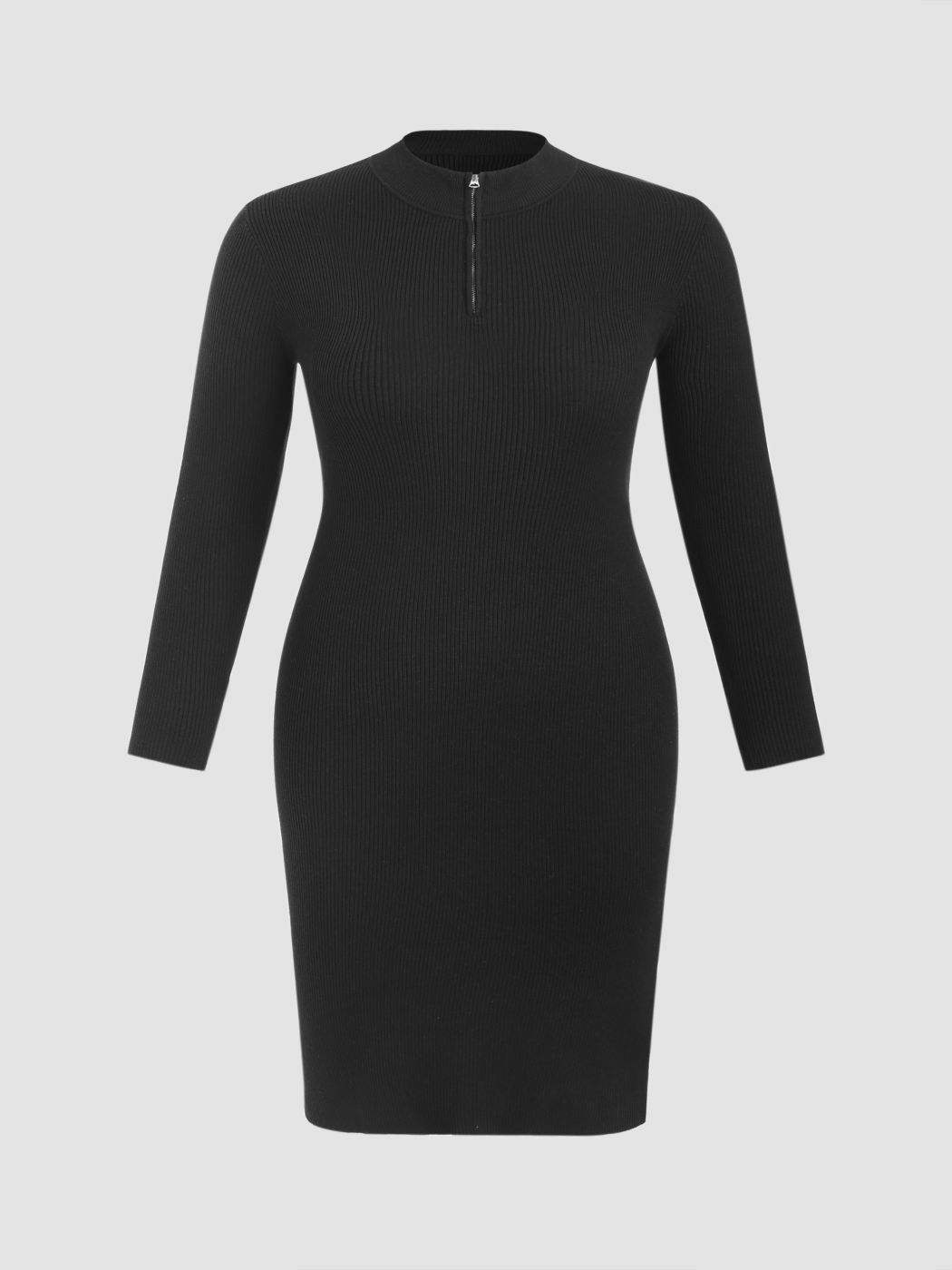 Knit High Neck Zipper Midi Dress Curve & Plus