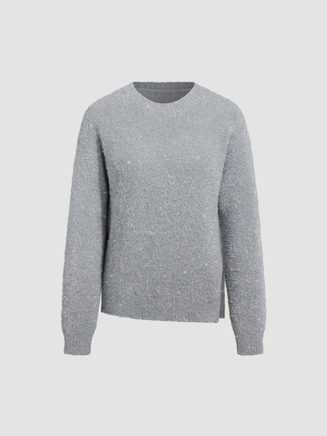  Rundhals Fuzzy Reißverschluss Strickjacke