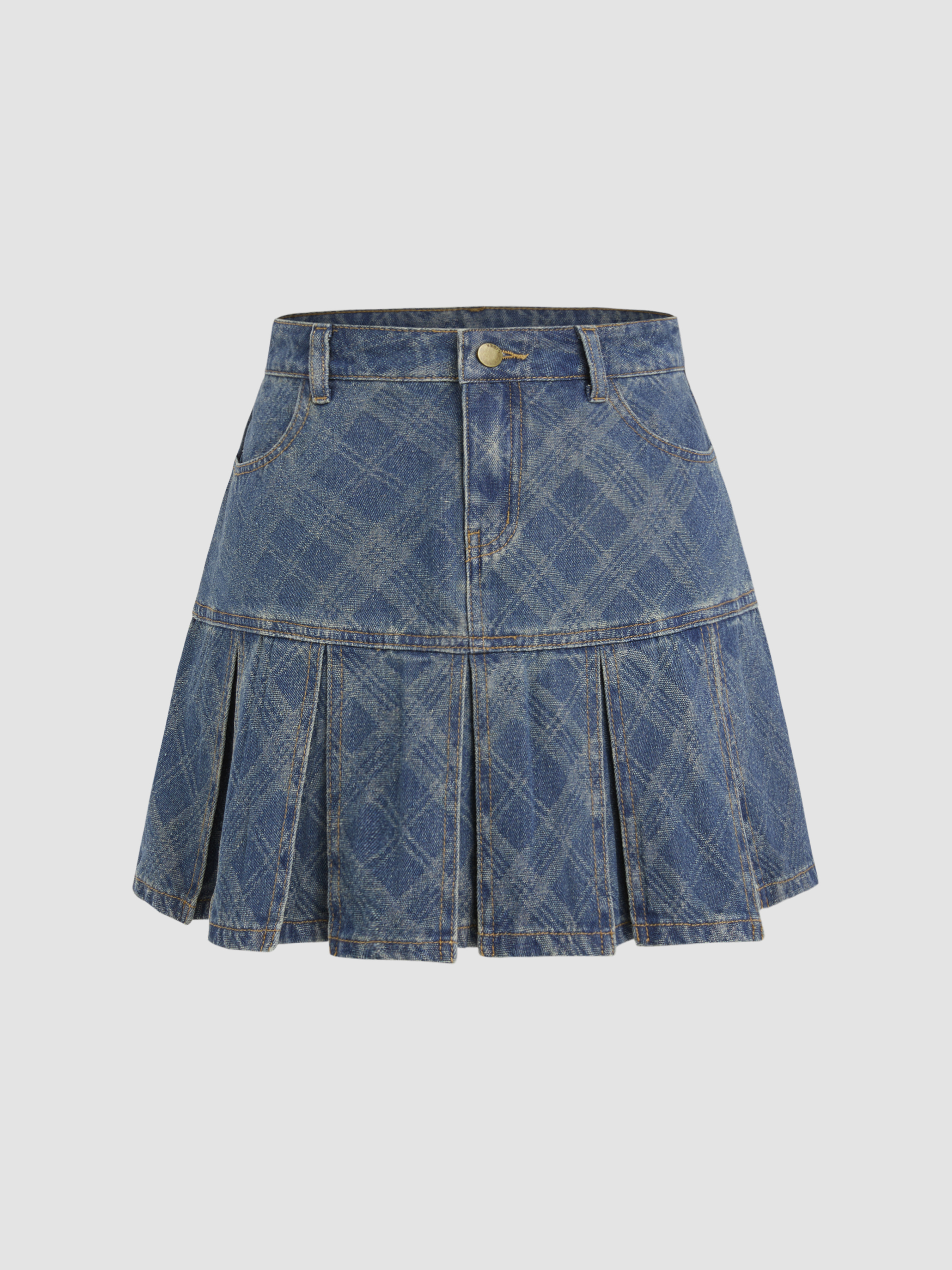 スカート sheller box pleated denim skirt box pleated denim skirt. – shéller / シェリエ