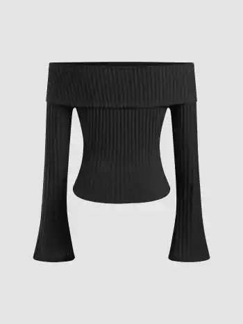 Top a maniche lunghe tinta unita senza spalline