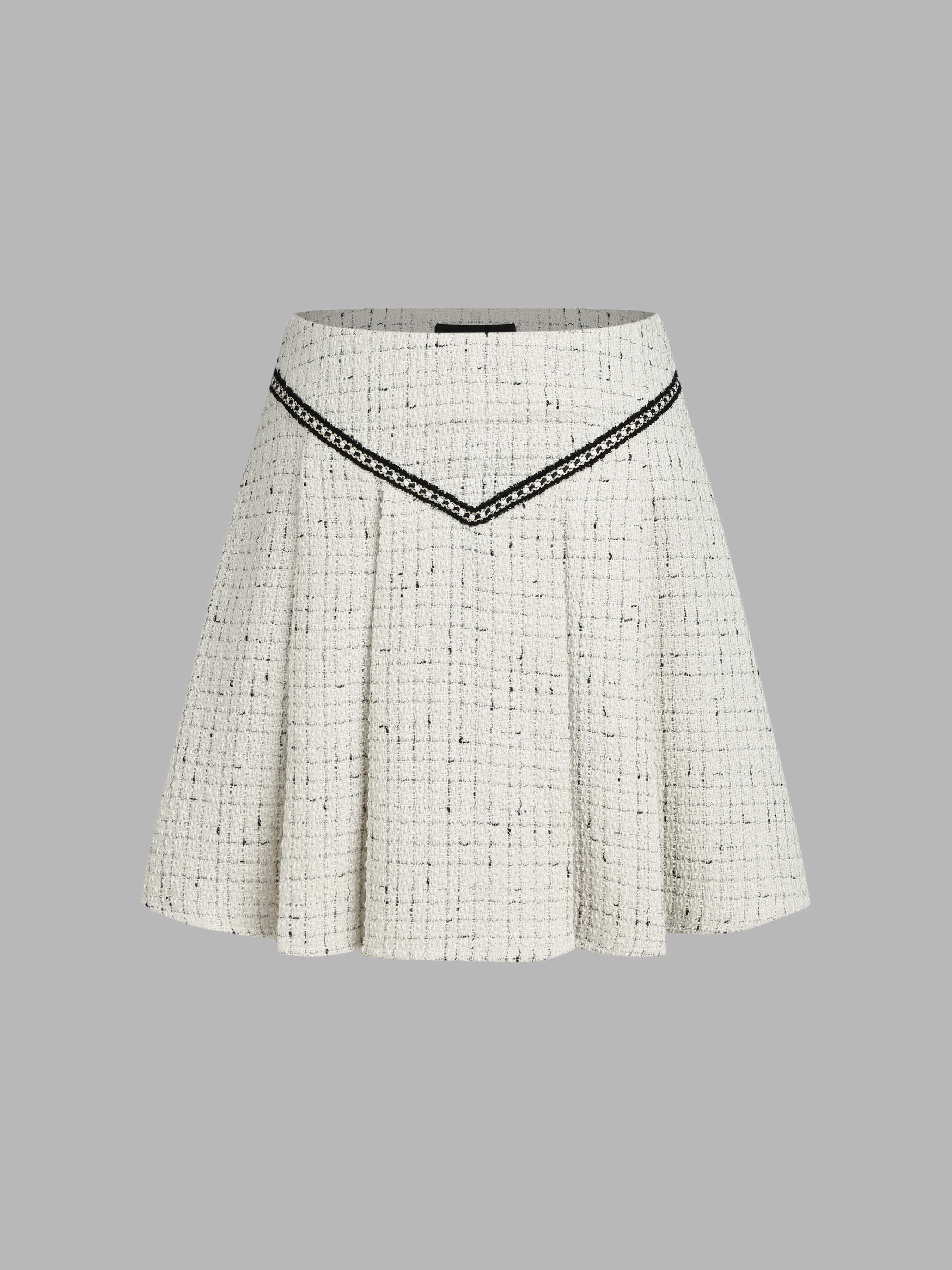 Tweed High Waist Pleated Mini Skirt