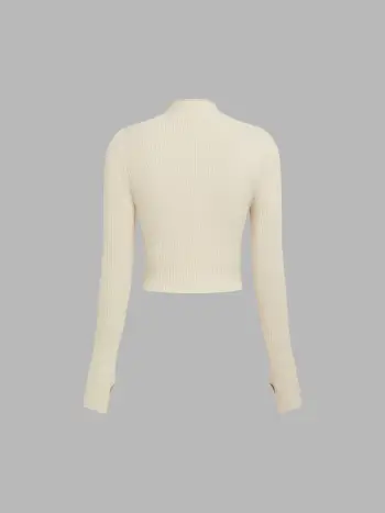 Top corto lavorato a maglia con cerniera solida