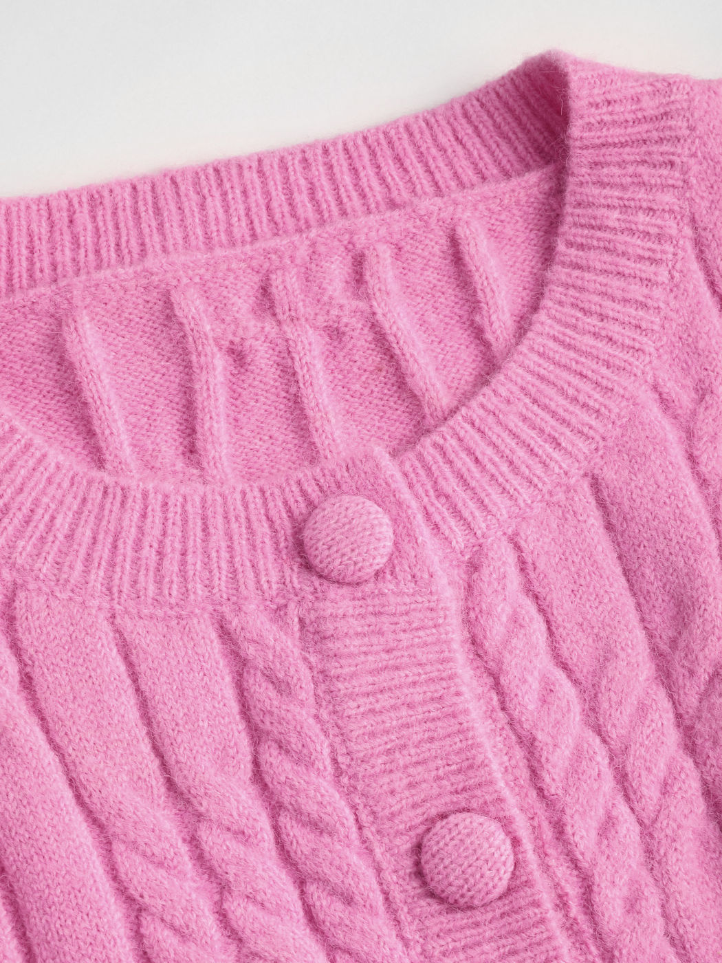 Knit Fabric Cable Knit Round Neckline Button Cardigan Curve & Plus For ...