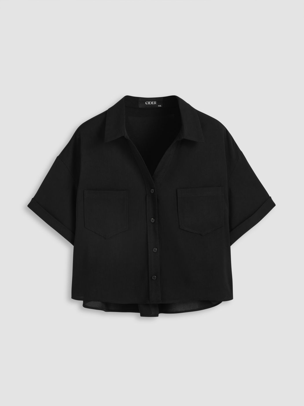 Collar Pocket Short Sleeve Blouse Curve & Plus