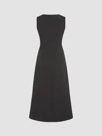  V-Ausschnitt Solids Split Midikleid
