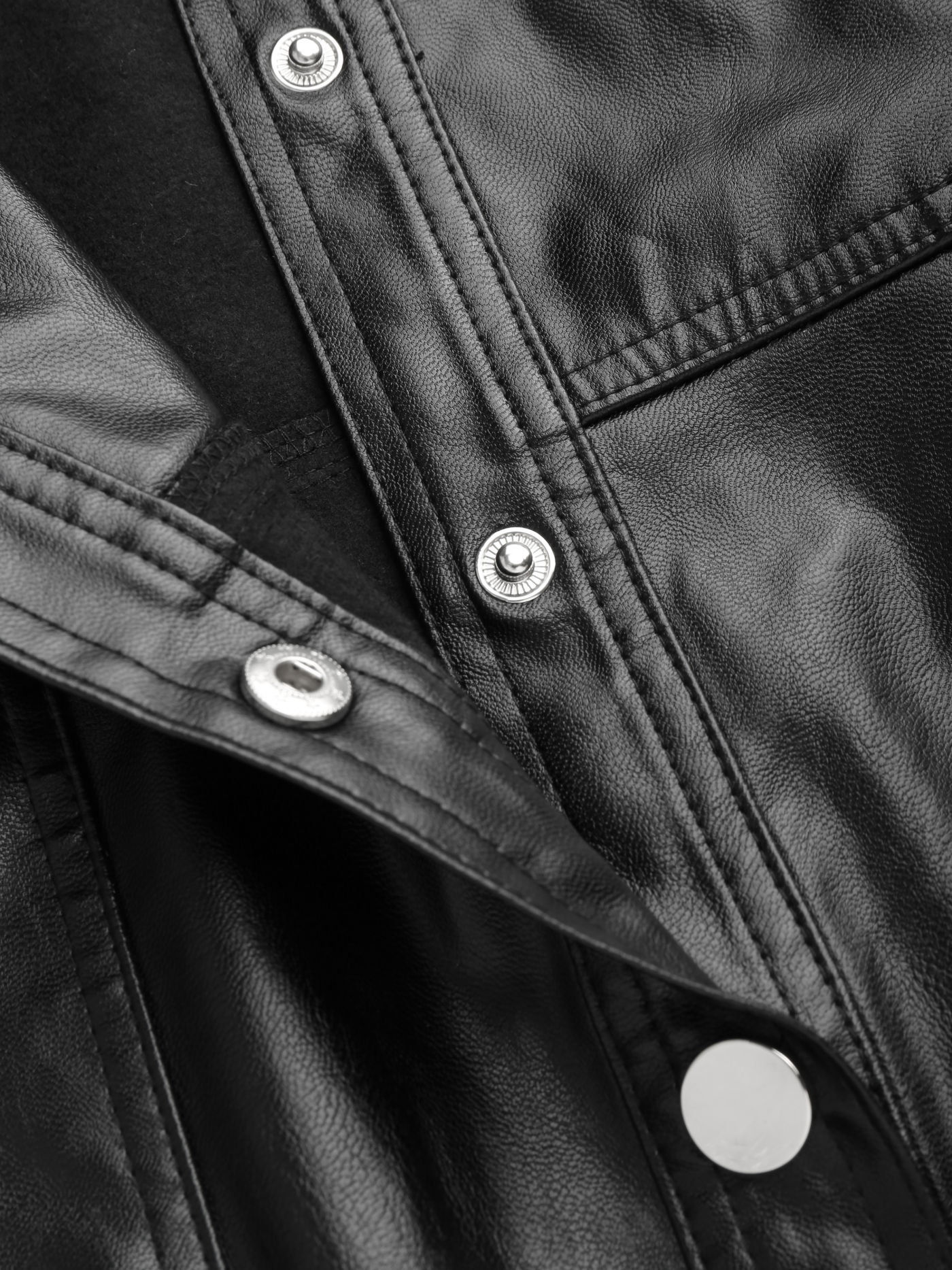 Faux Leather Button Collar Jumpsuit