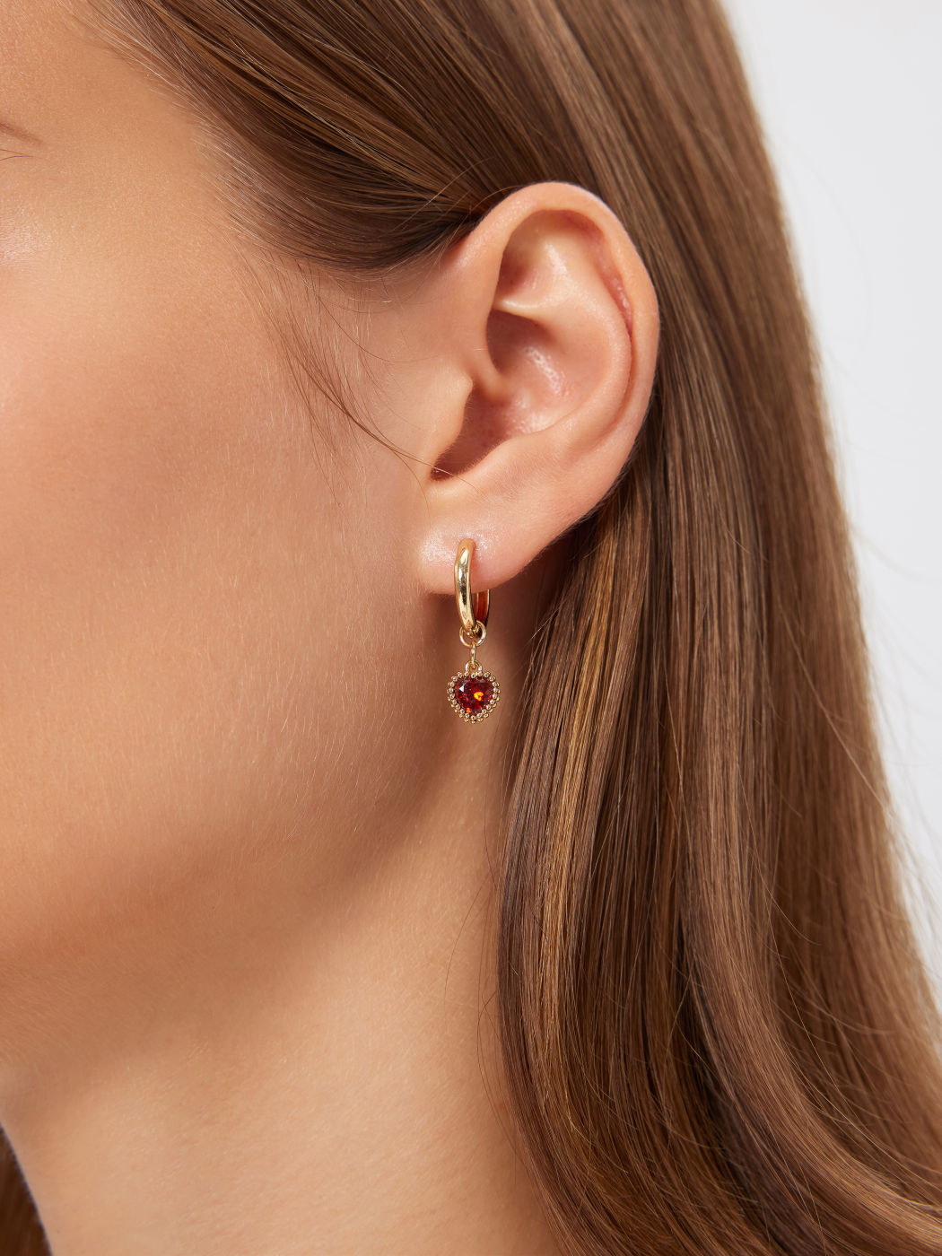 Heart Design Birth Month Hoop Earrings