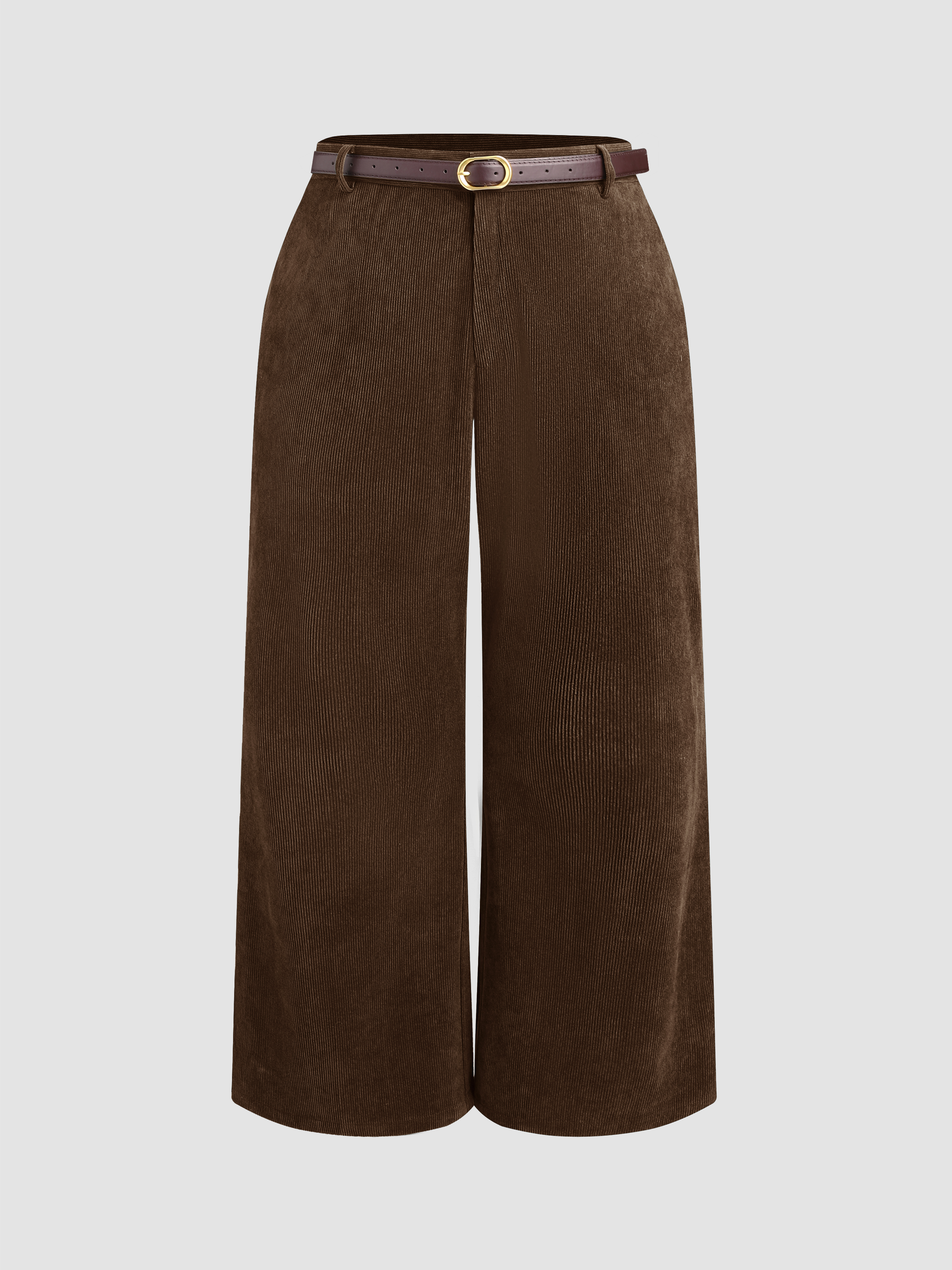 Corduroy Corduroy Middle Waist Pocket Straight Leg Trousers