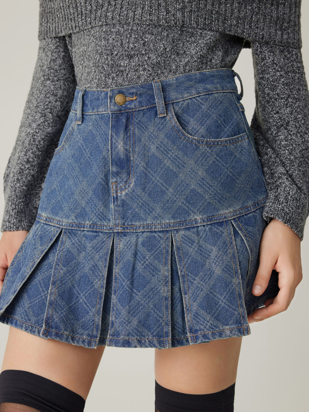  Argyle Karo Falten Minirock