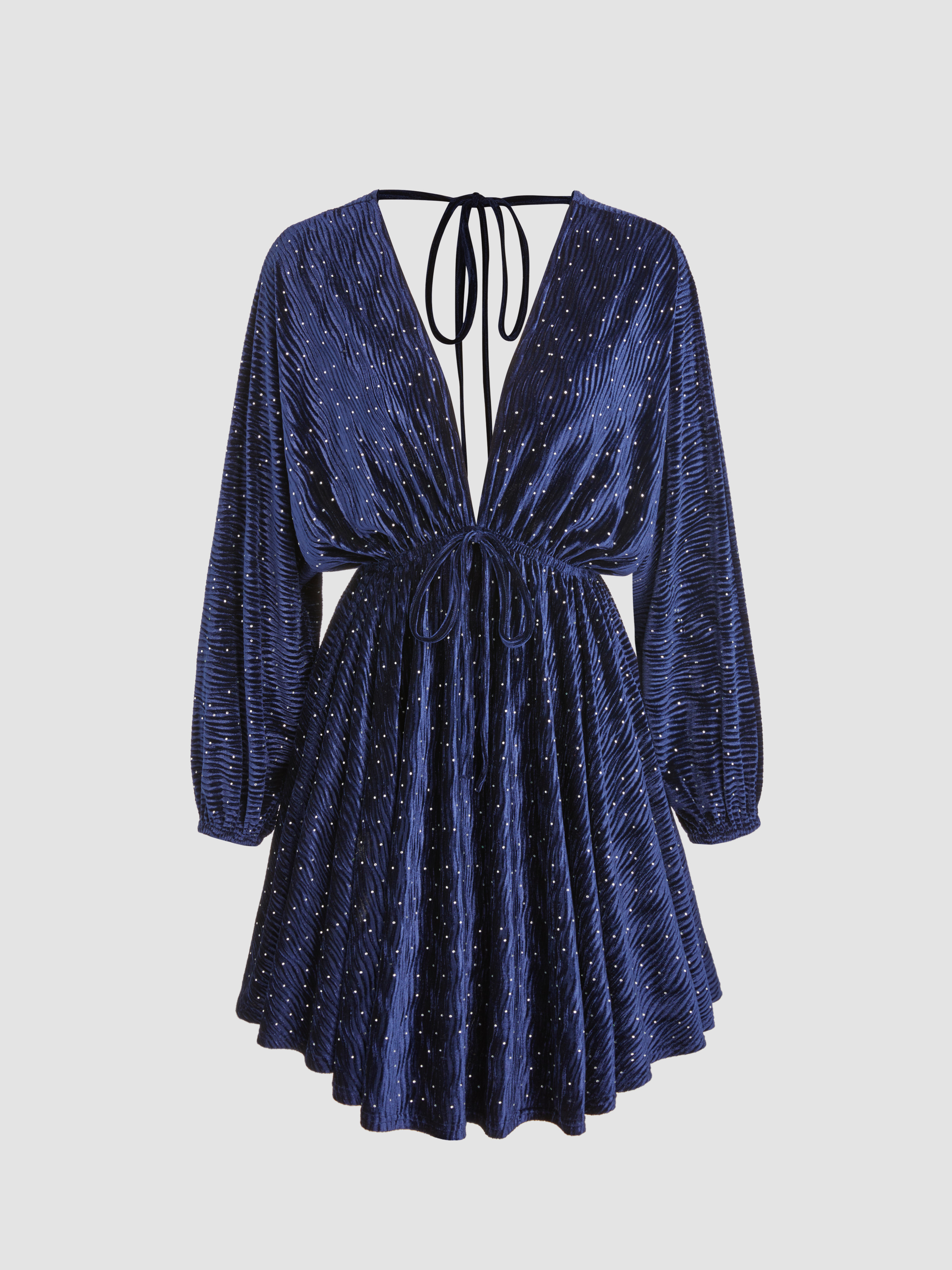 Graduation Dress Grad Dresses Knit Fabric Vneck Star Drawstring Mini