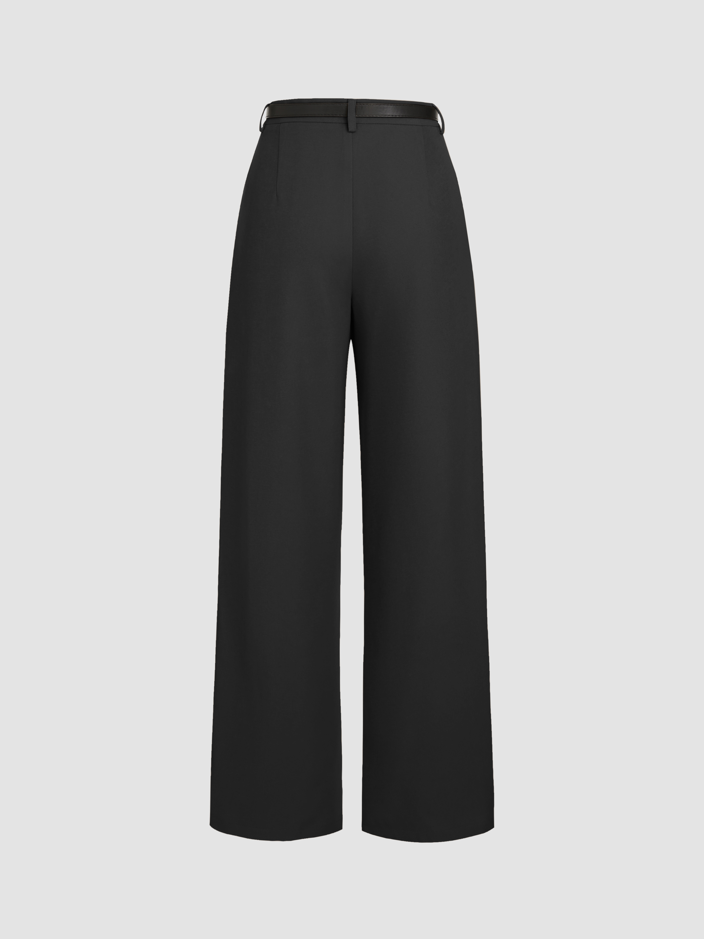 Woven Belted Mid Rise Straight Leg Trouser For Daily Casual