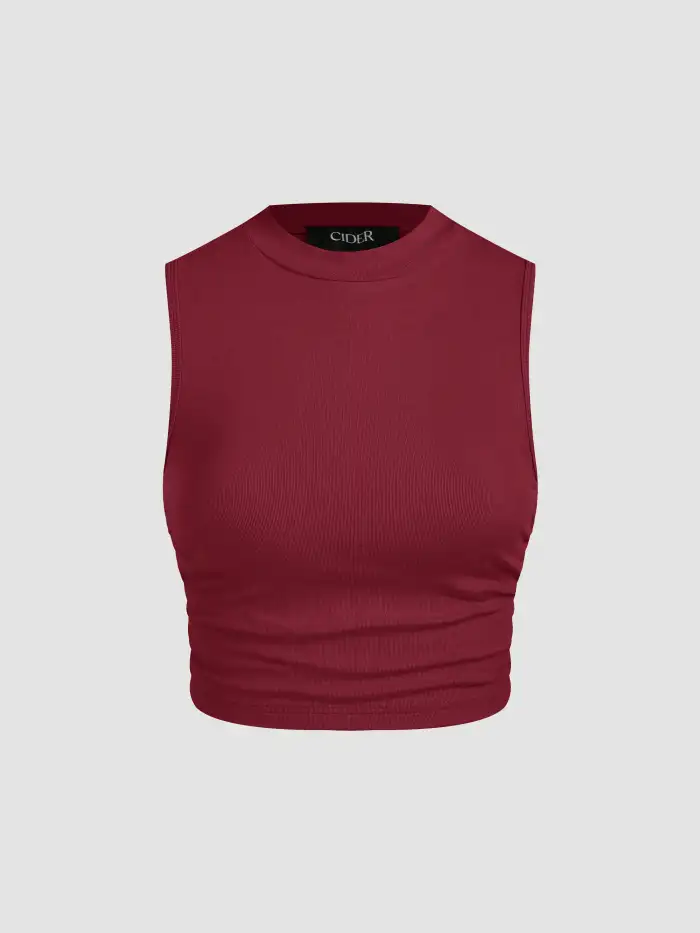 Red Solid Sleeveless Shirt 