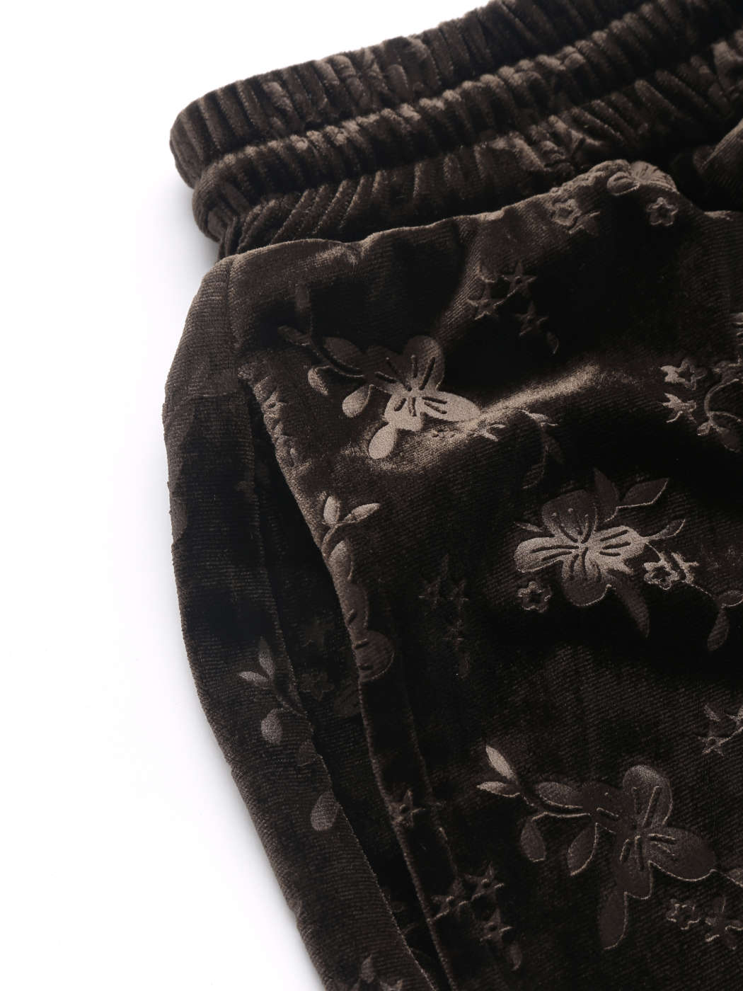 Velvet Floral Elastic Waist Jogger Pants For School Daily Casual