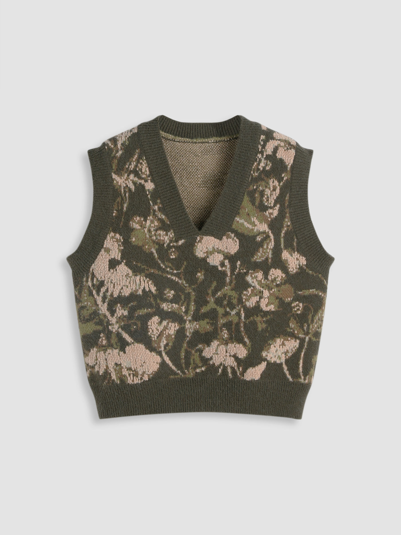 Gilet in maglia con scollo a V e fiori floreali