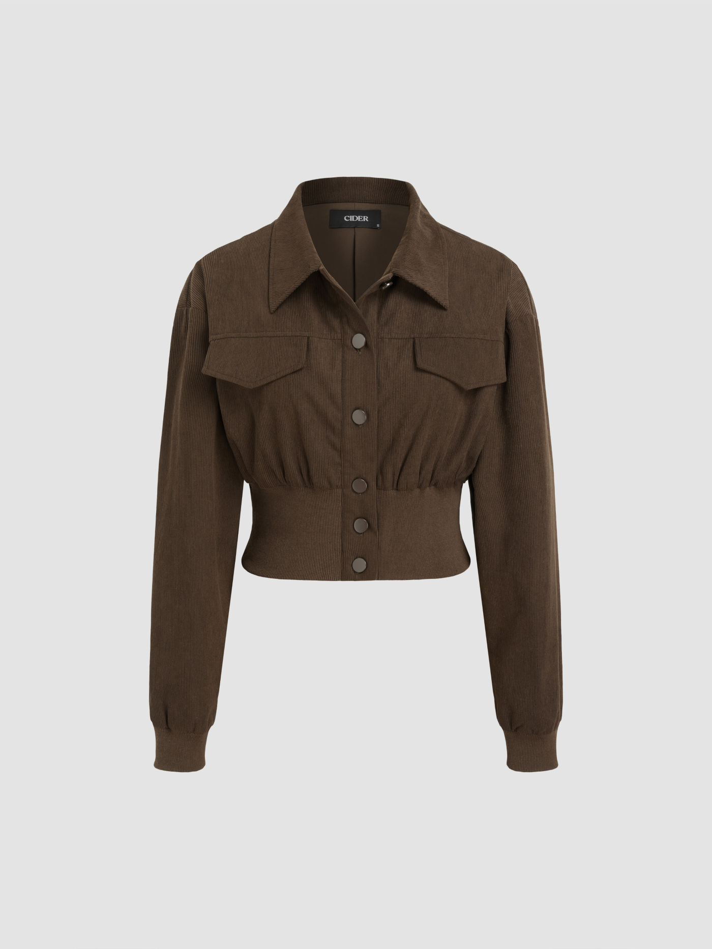 Corduroy Collar Solid Pocket Jacket