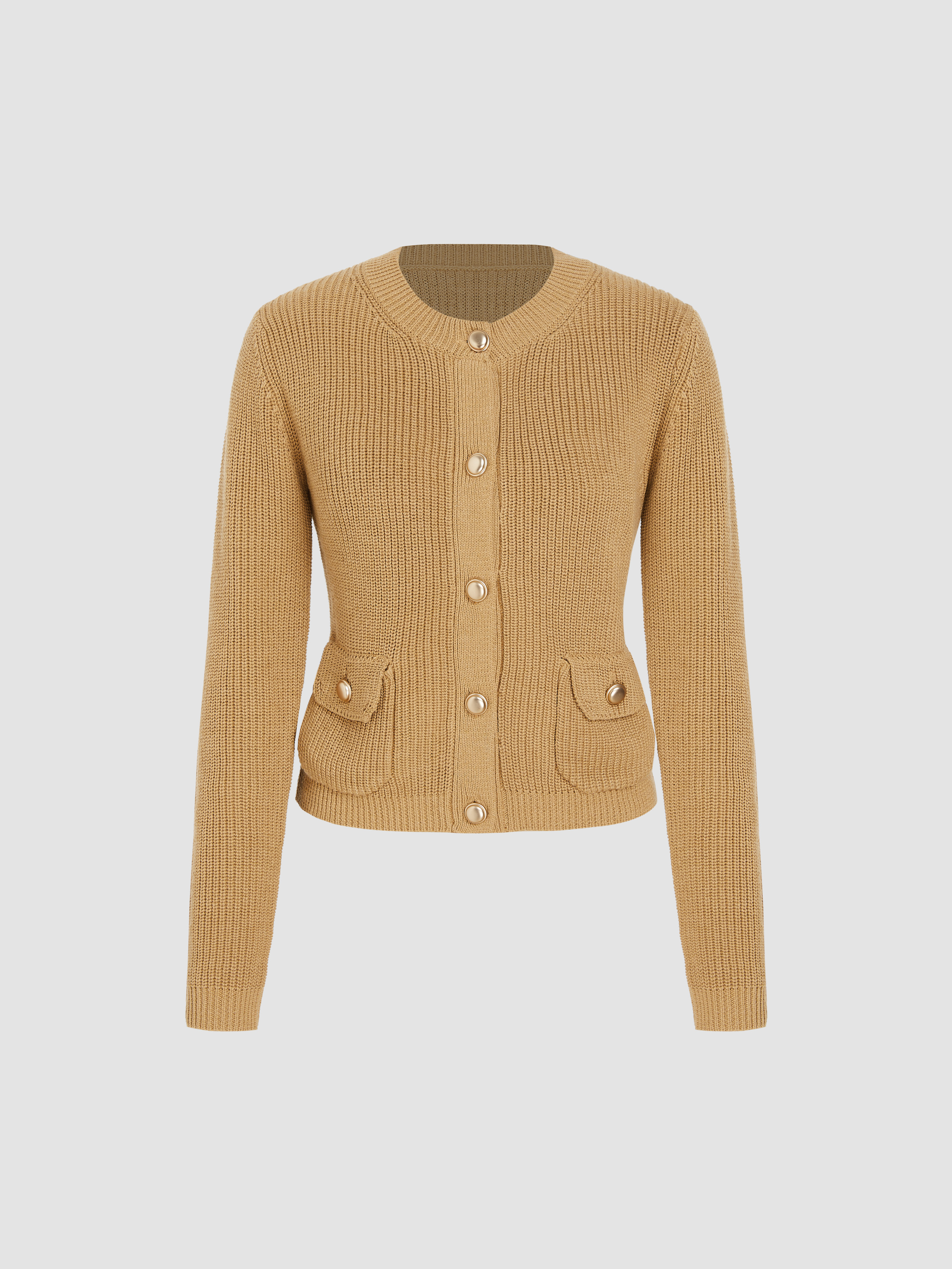 Knit Fabric Wool blend Pocket Button Cardigan For Date Coffee Shop Work knit-fabric-wool-blend-pocket-button-cardigan-for-date-coffee-shop-work