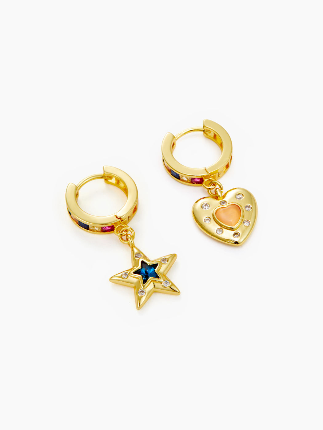 Bunte Strass Stern&Herz Hängeohrringe