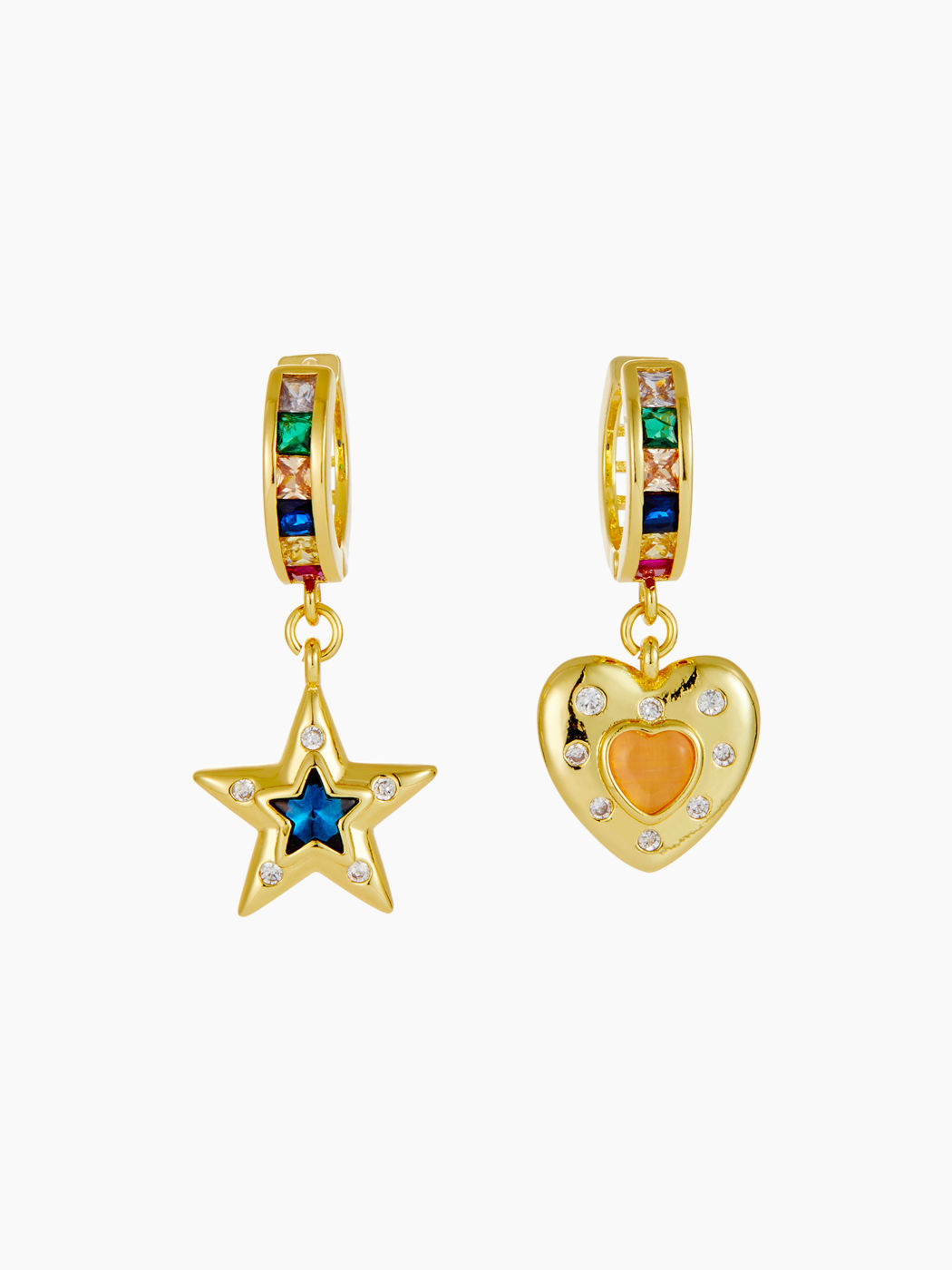 Bunte Strass Stern&Herz Hängeohrringe