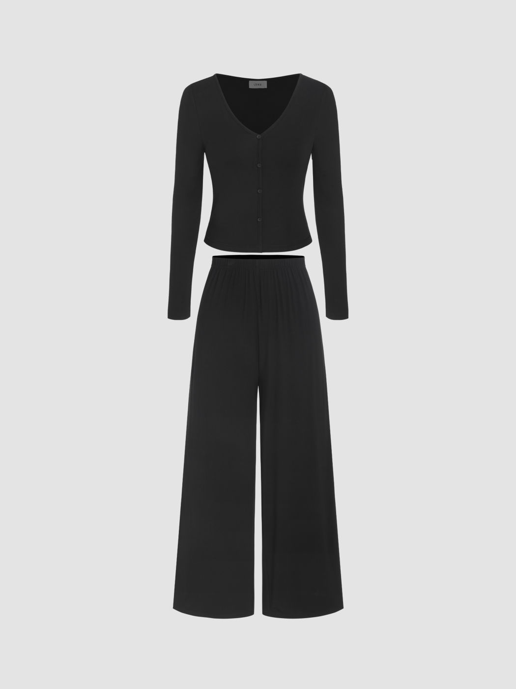 Long Sleeve Button Top & Middle Waist Trousers Loungewear Set