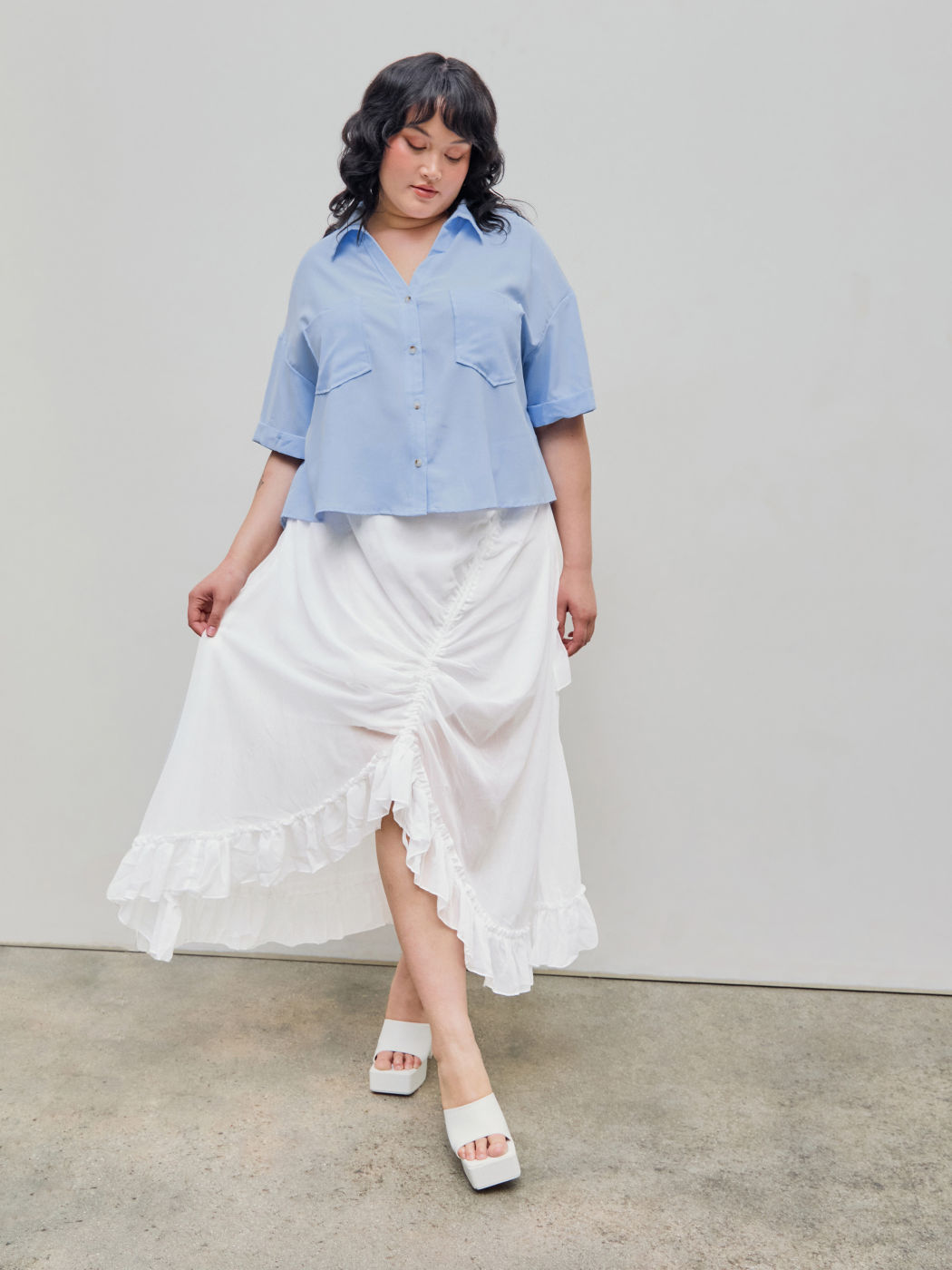 Collar Pocket Short Sleeve Blouse Curve & Plus