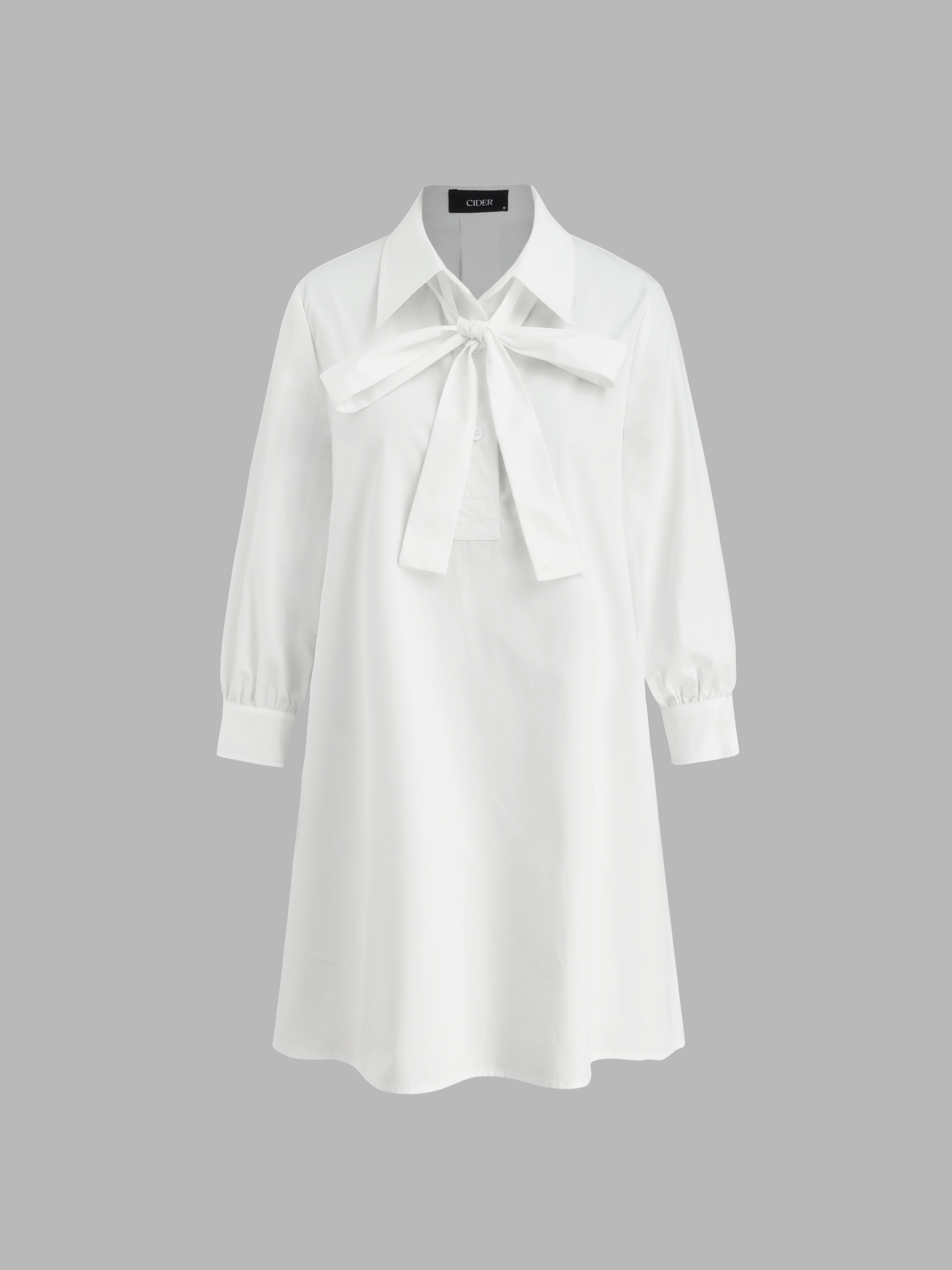 White Dress White Graduation Dresses Collar Solid Belted Knotted Shirt