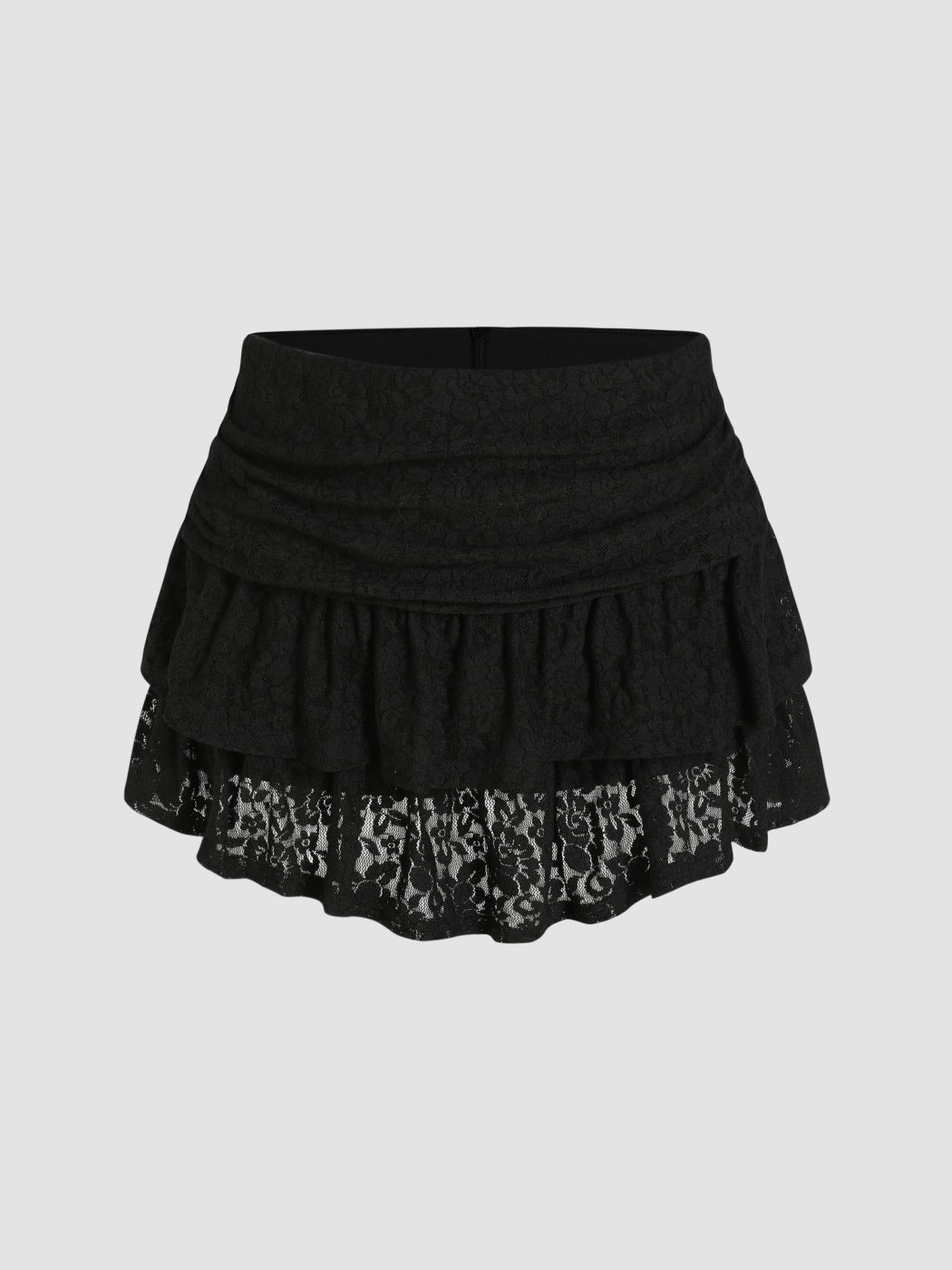  Geraffte Blumen Spitze Strickrock Kurve & Plus