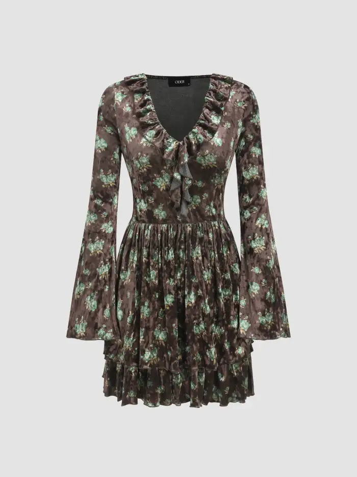 cider floral puff sleeve mini dress Buy Cider Black Lace Floral Tie Back Puff Sleeve Mini Dress (XXS) Online