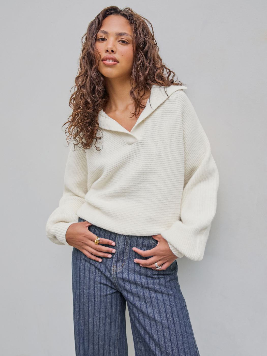 Polo Solid Long Sleeve Sweater