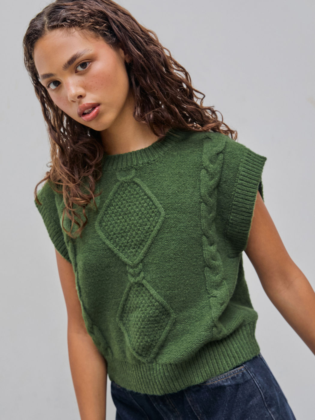 Rundhals Geometrische Strickweste
