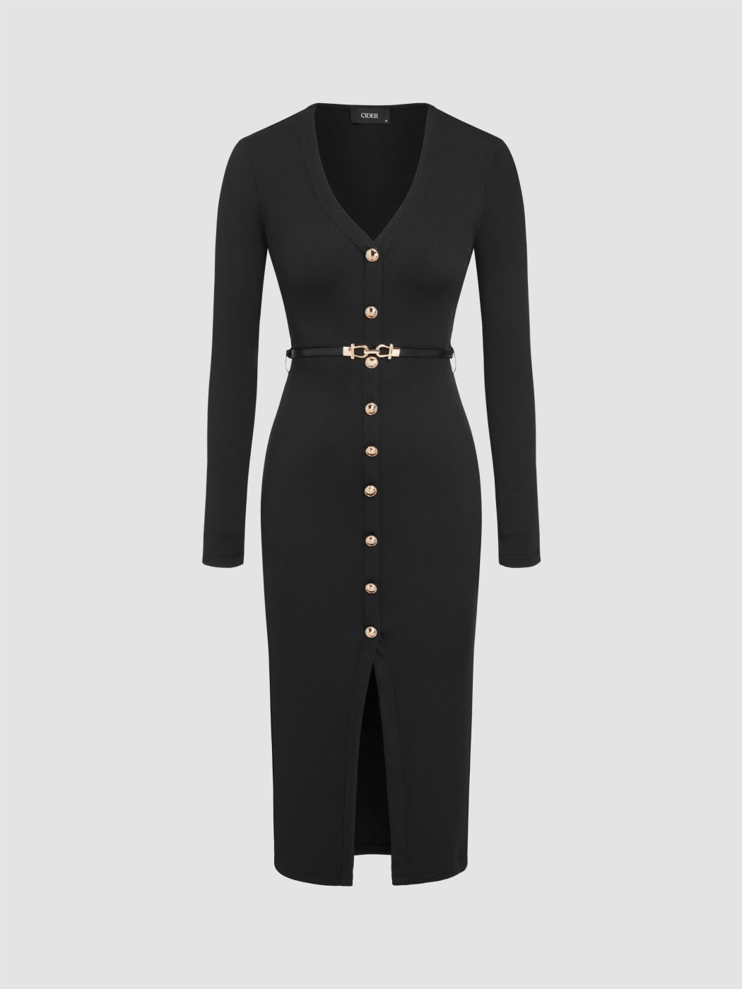 V-neck Button Maxi Dress