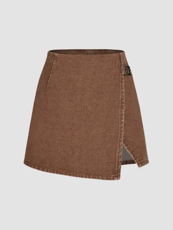 Jeans-Mittellänger Split-Mini-Skort