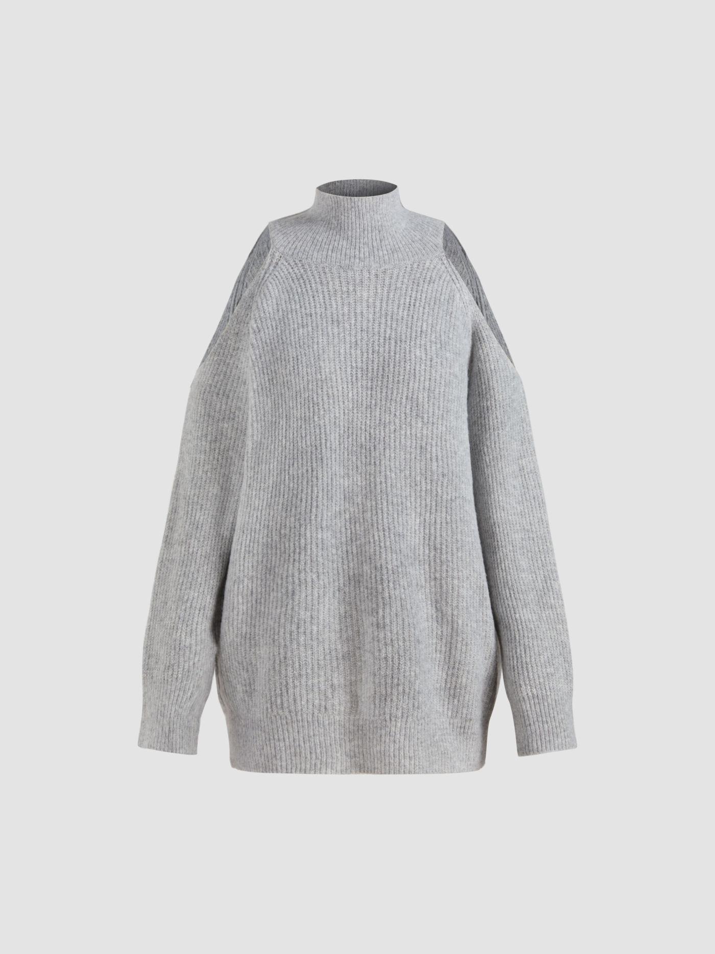 Wool-blend Turtleneck Cold Shoulder Sweater
