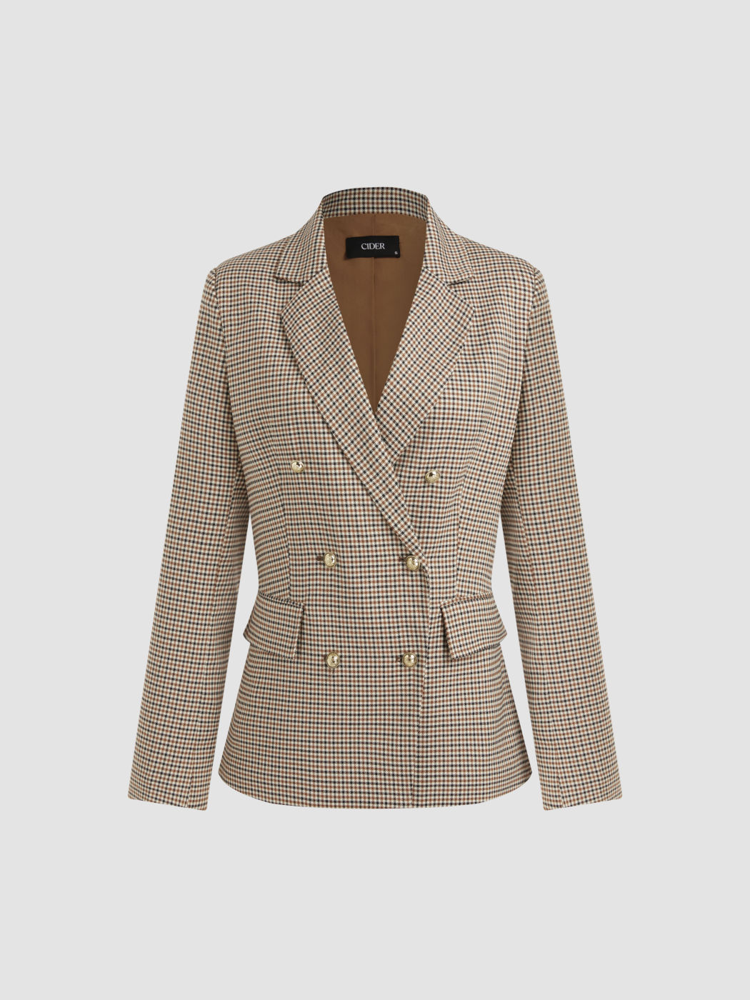 Notched Collar Check Blazer
