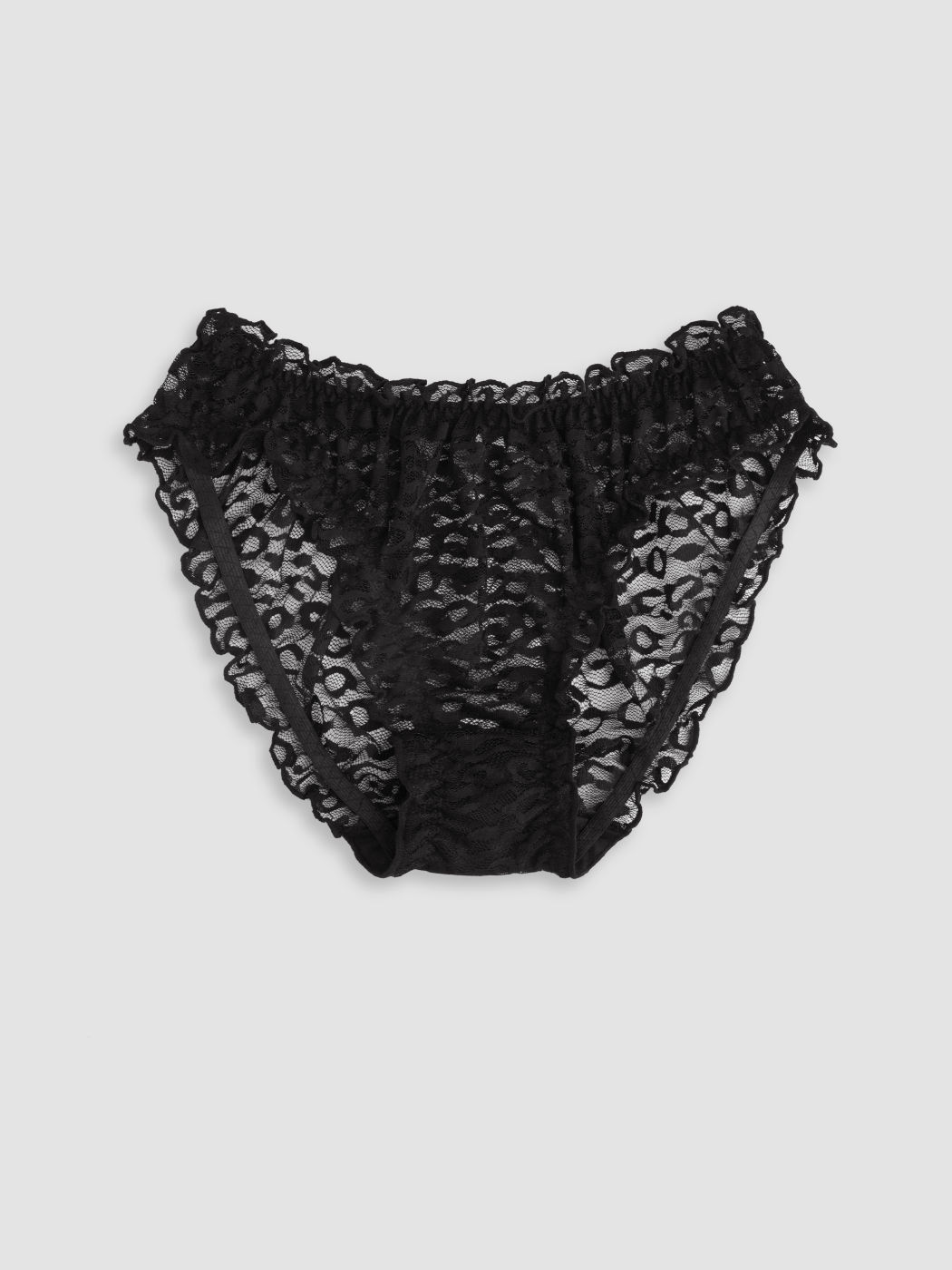 Lace Mid Rise Solid See-through Panty