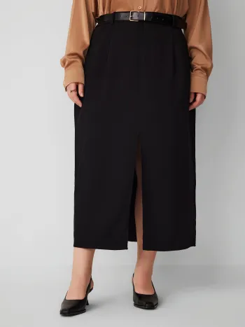 Solid Middle Waist Split Maxi Skirt Curve & Plus