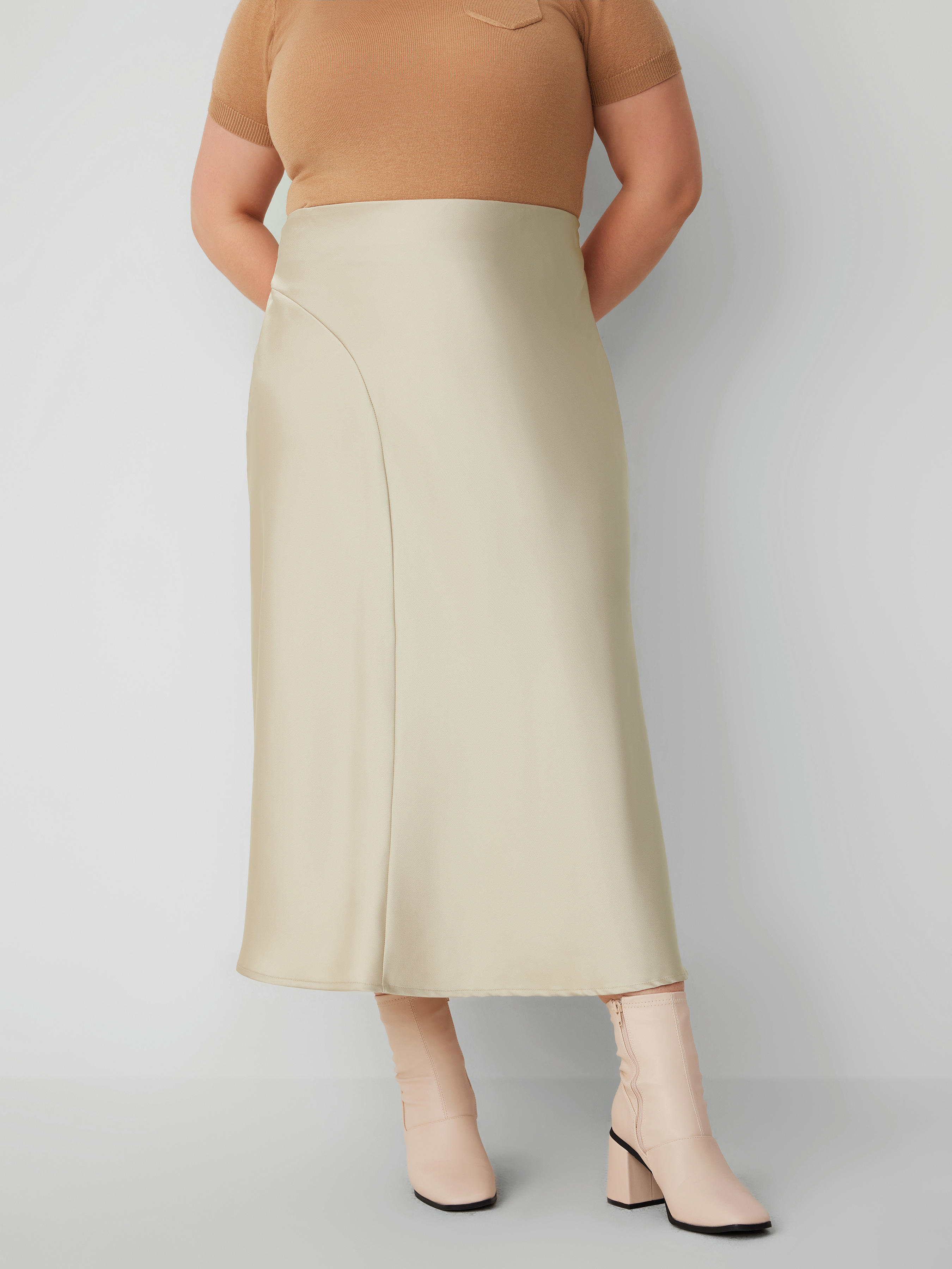 Ruffle Satin Maxi Skirt Curve & Plus Cider