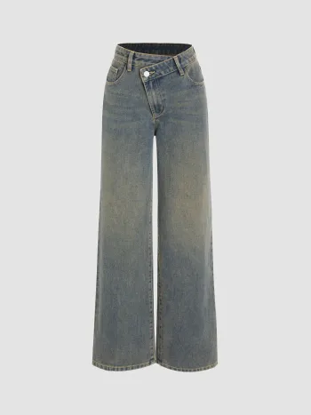 Denim High-Waist Taschen-Baggy Jeans