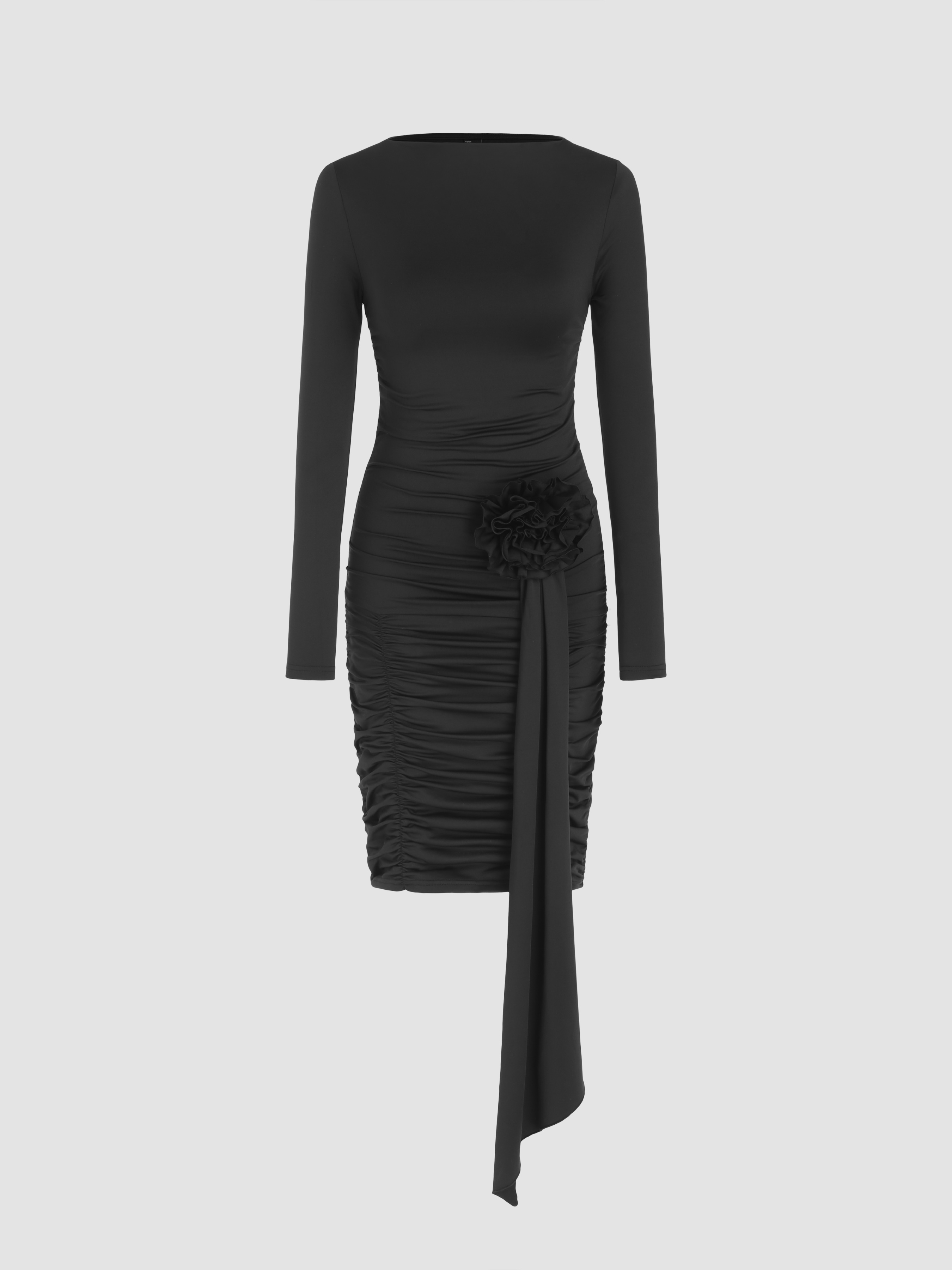Cordially Invited Ruffle Neckline Rosette Maxi Vanilla