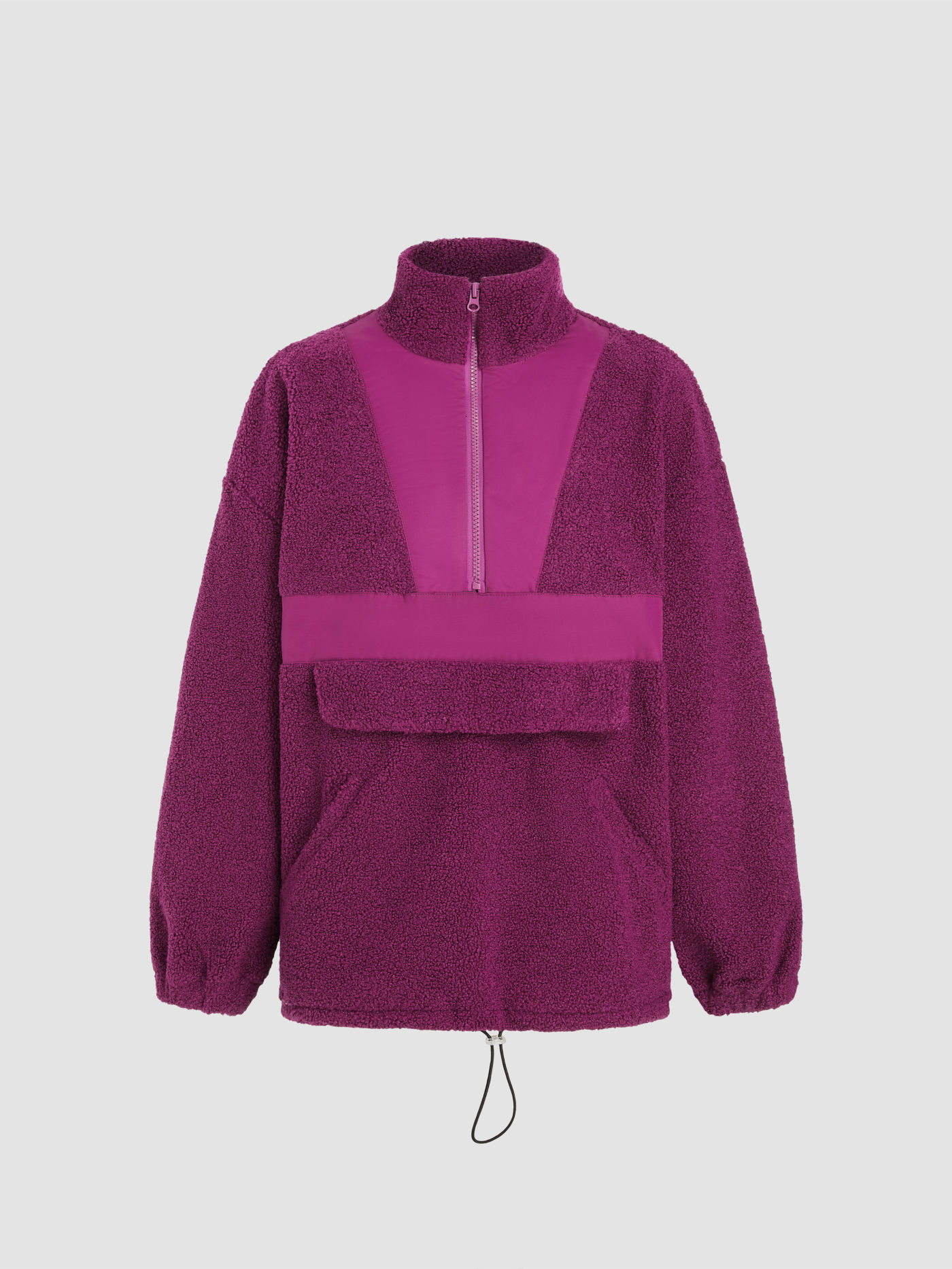 Sweatshirt Solide à Col Montant et Poche