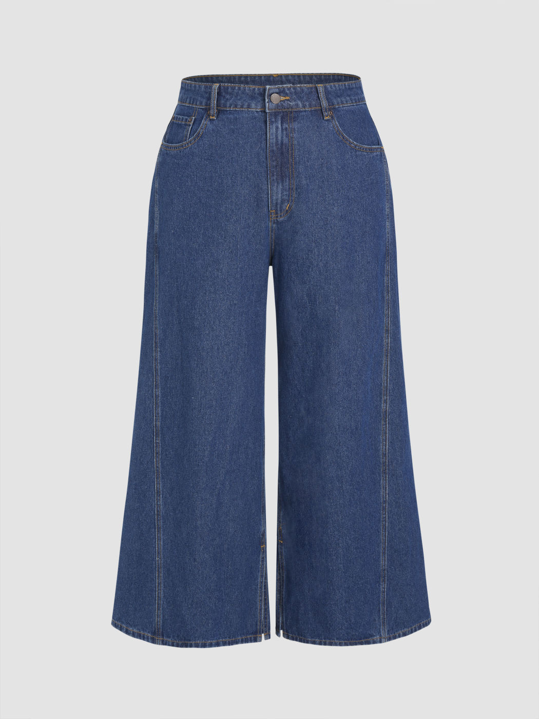 High Waist Solid Wide Leg Jeans Curve & Plus