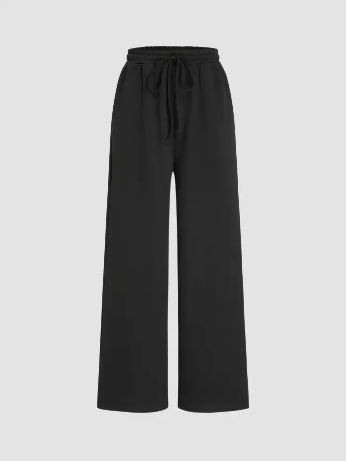 Mid Waist Drawstring Straight Leg Sweatpants For School Daily